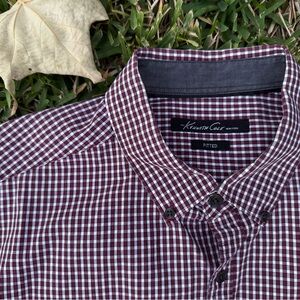 Kenneth Cole New York Men's Red and Black Checkered Shirt